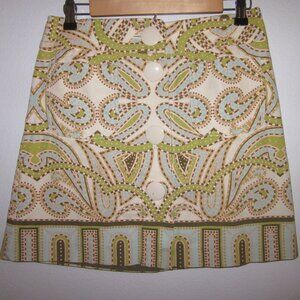 J Crew 100% Cotton Retro Paisley Mini Skirt Size 4